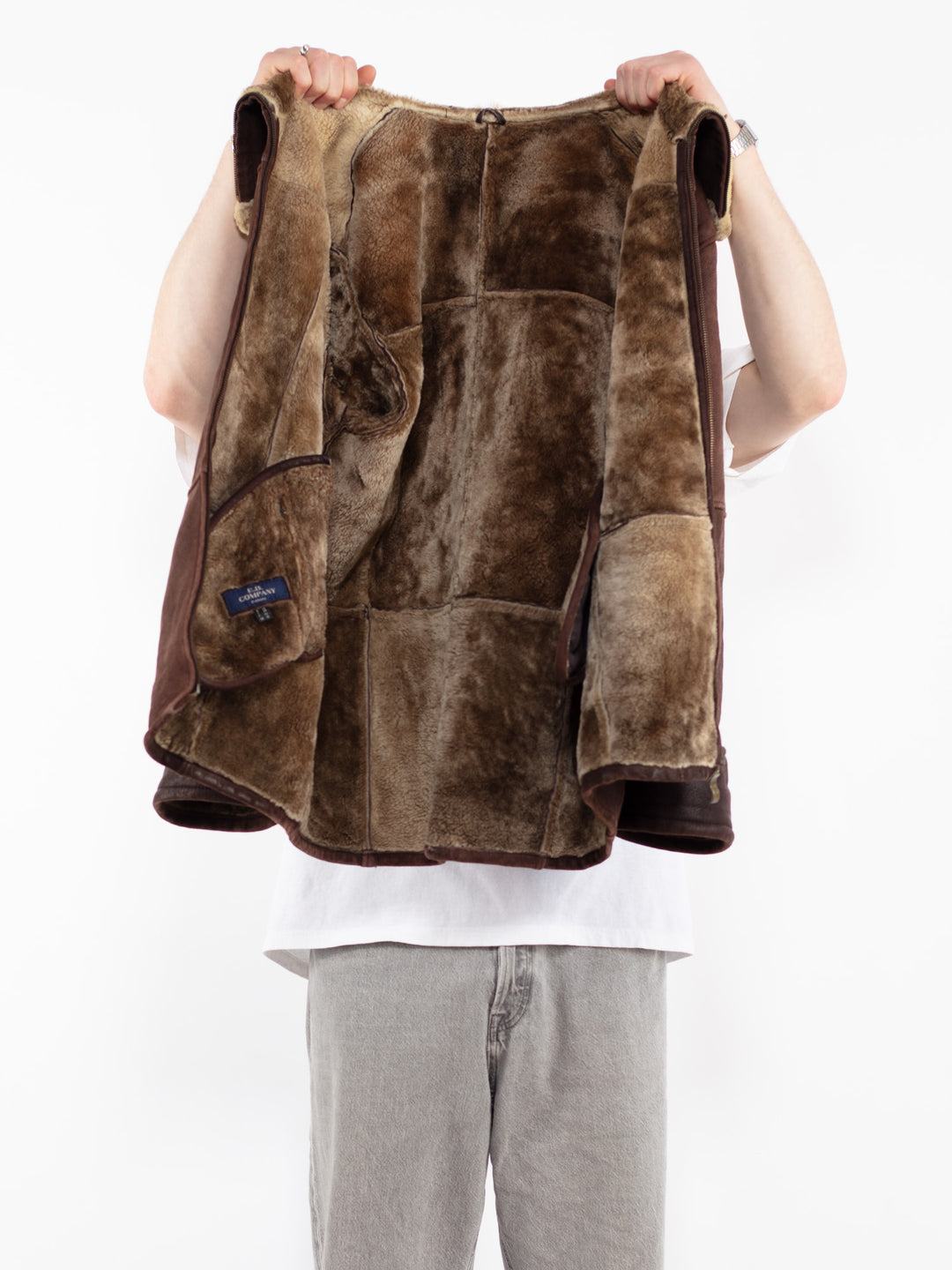 Vintage 90's Men Sheepskin Jacket in Brown
