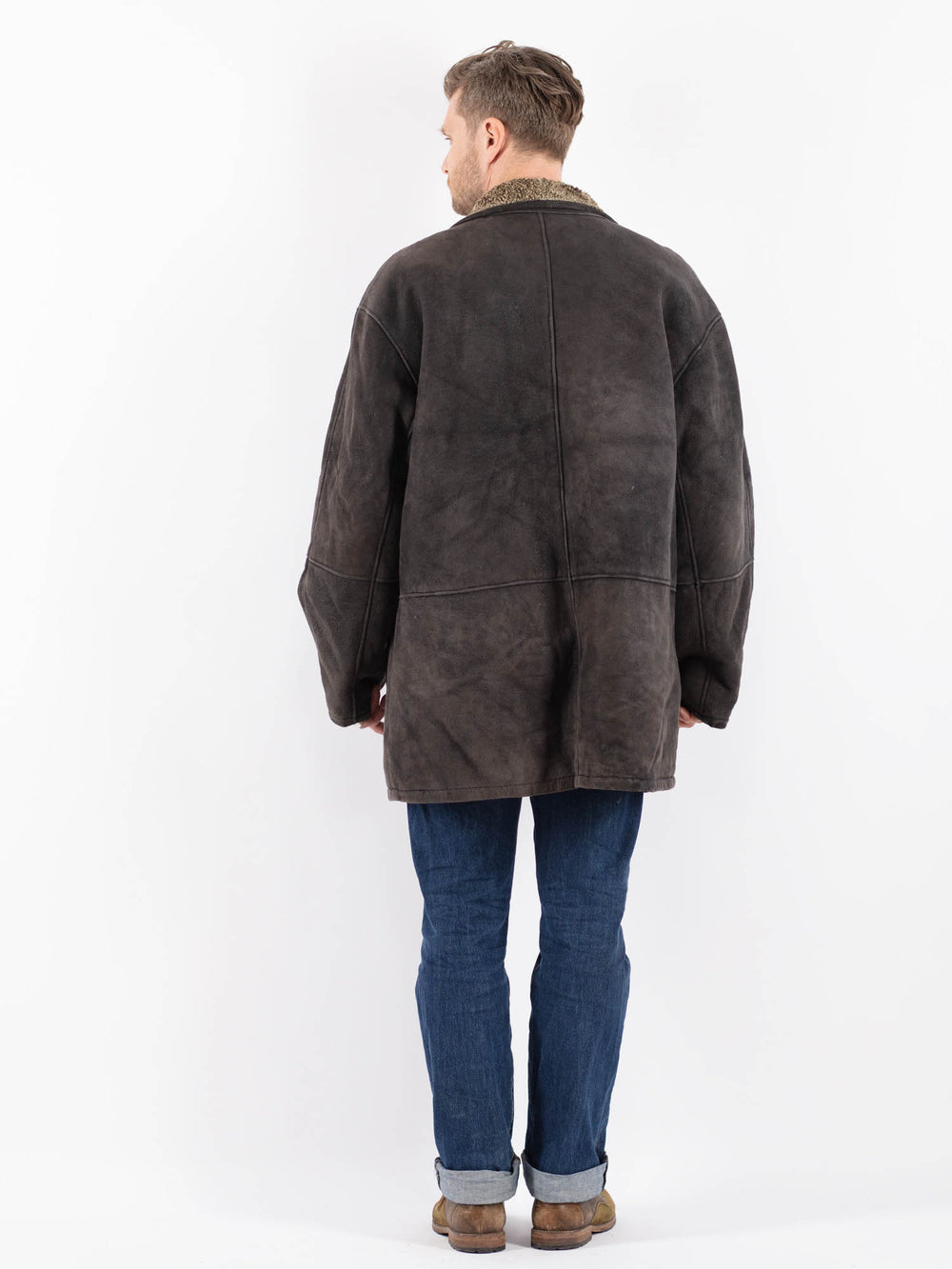 Vintage 90's Men Sheepskin Coat in BlackZ1532