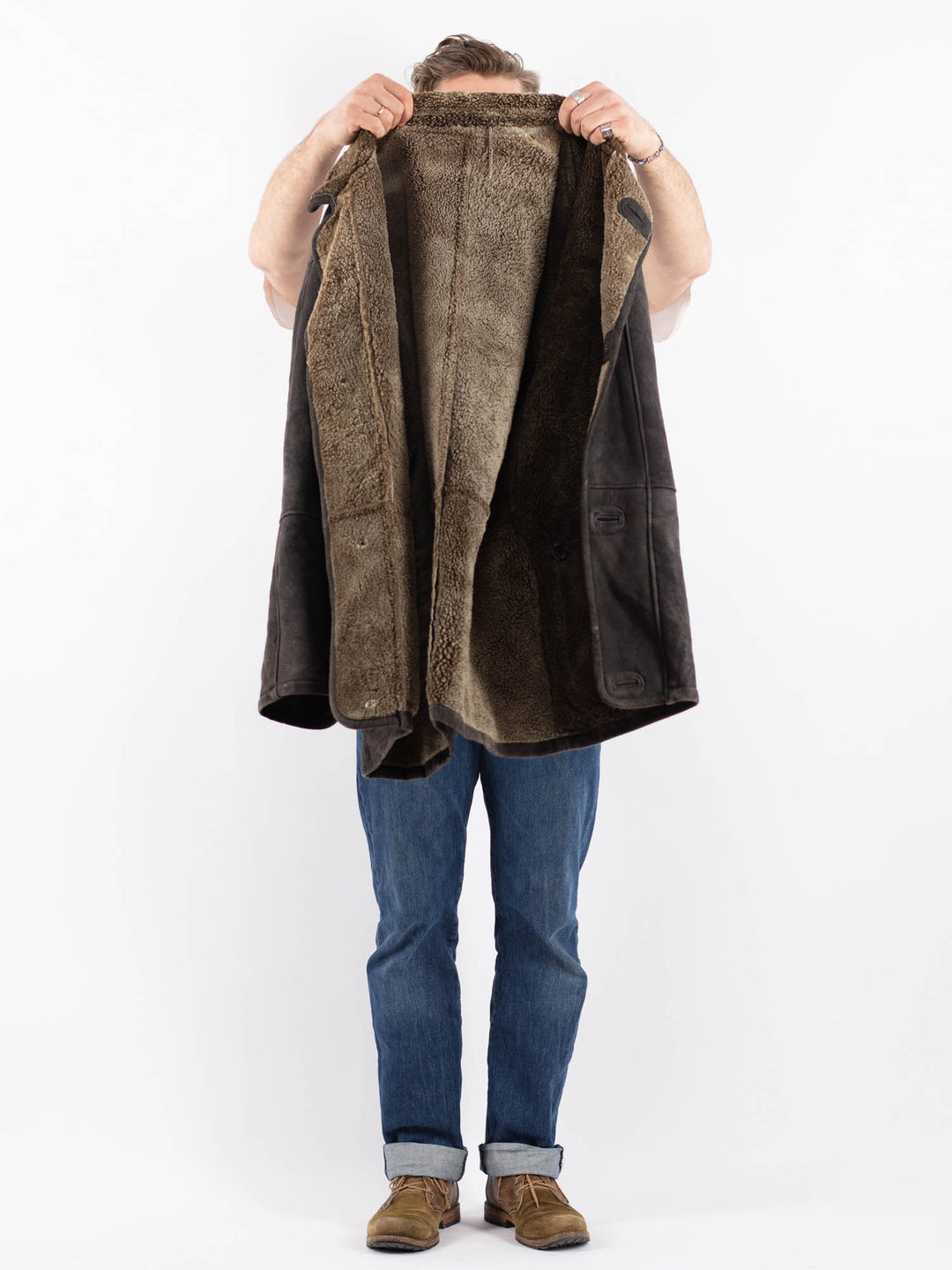 Vintage 90's Men Sheepskin Coat in BlackZ1532