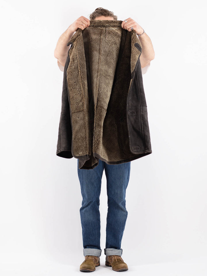 Vintage 90's Men Sheepskin Coat in BlackZ1532