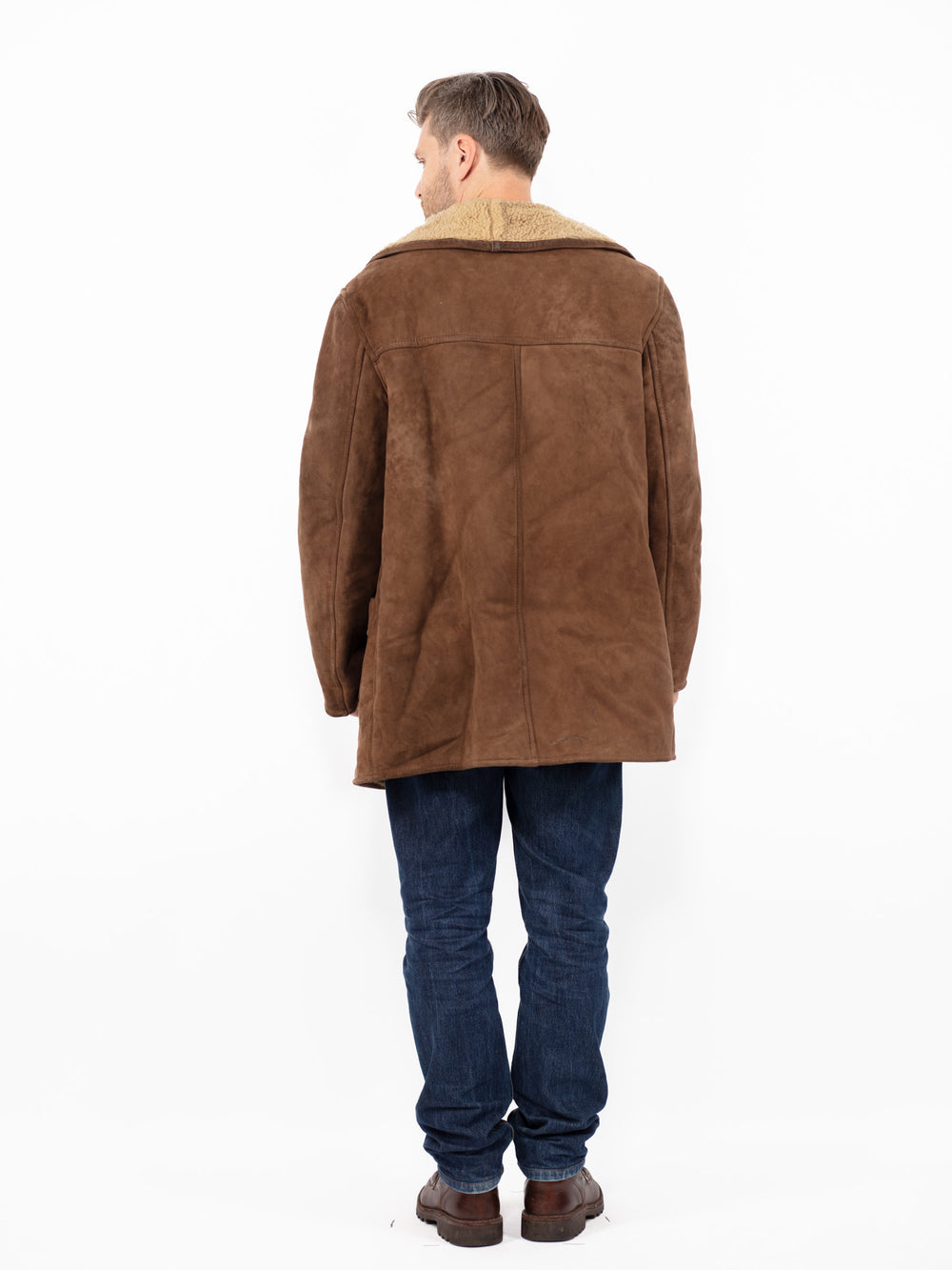 Vintage 90's Men Sheepskin Coat in BrownZ2566
