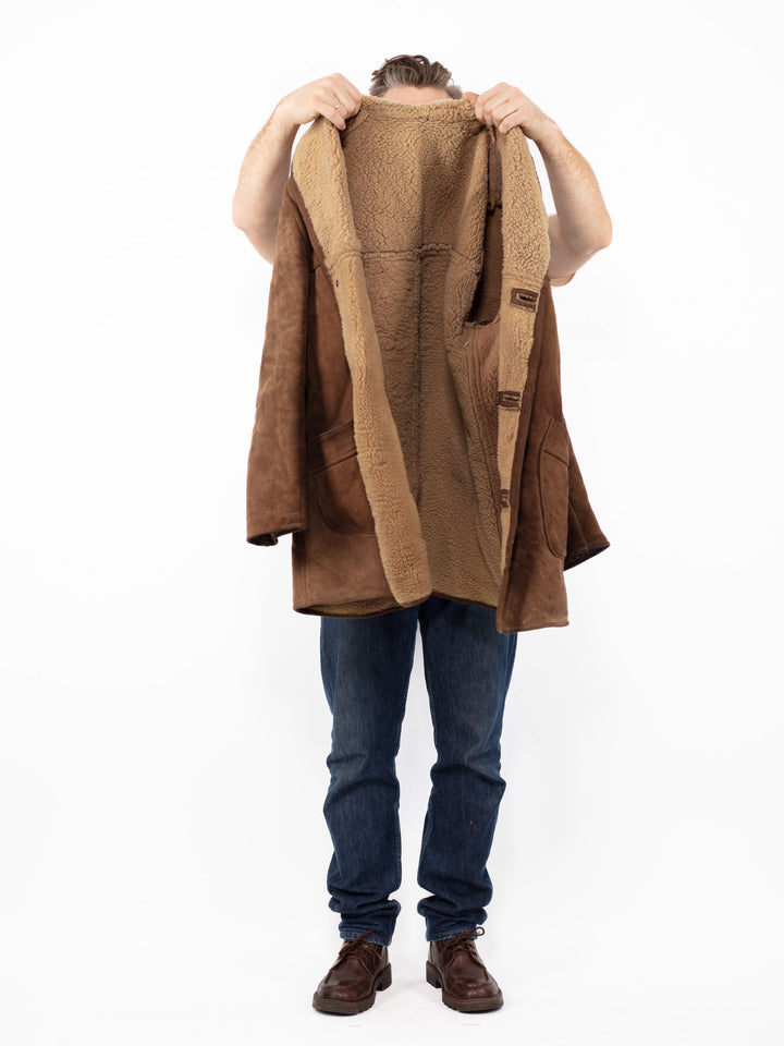 Vintage 90's Men Sheepskin Coat in BrownZ2566