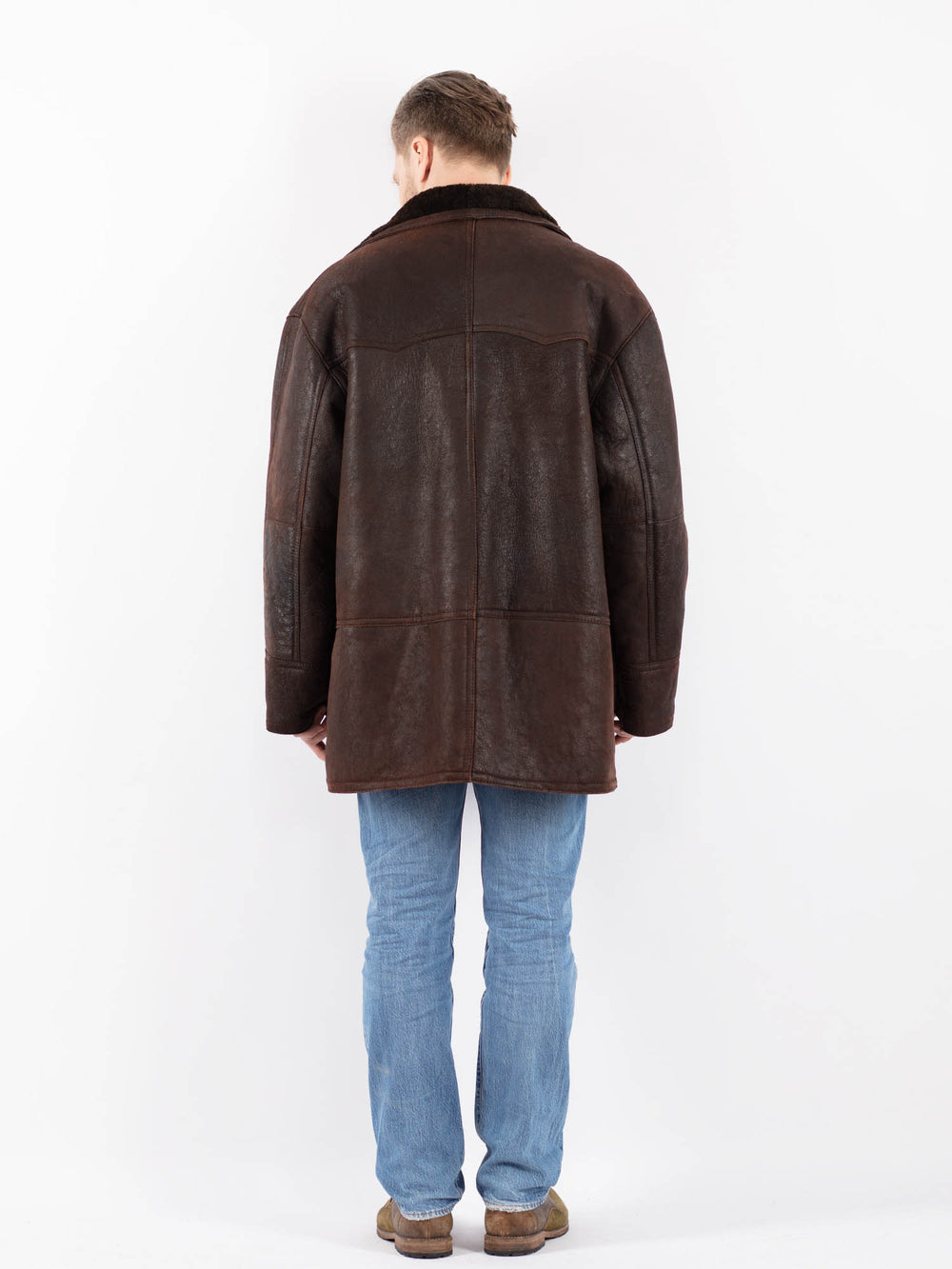 Vintage 90's Men Sheepskin Coat in BrownZ1424