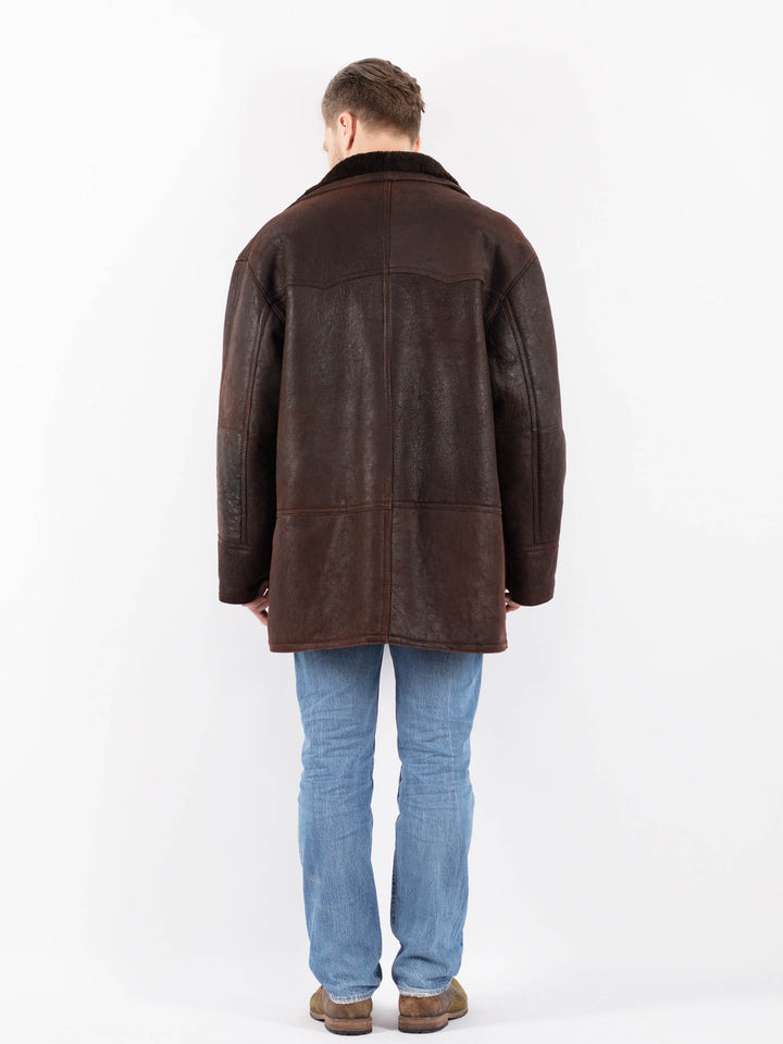 Vintage 90's Men Sheepskin Coat in BrownZ1424