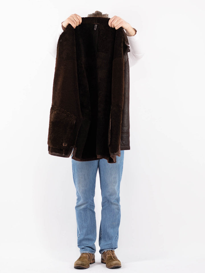 Vintage 90's Men Sheepskin Coat in BrownZ1424