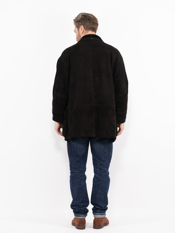 Vintage 90's Men Sheepskin Coat in BlackZ2696