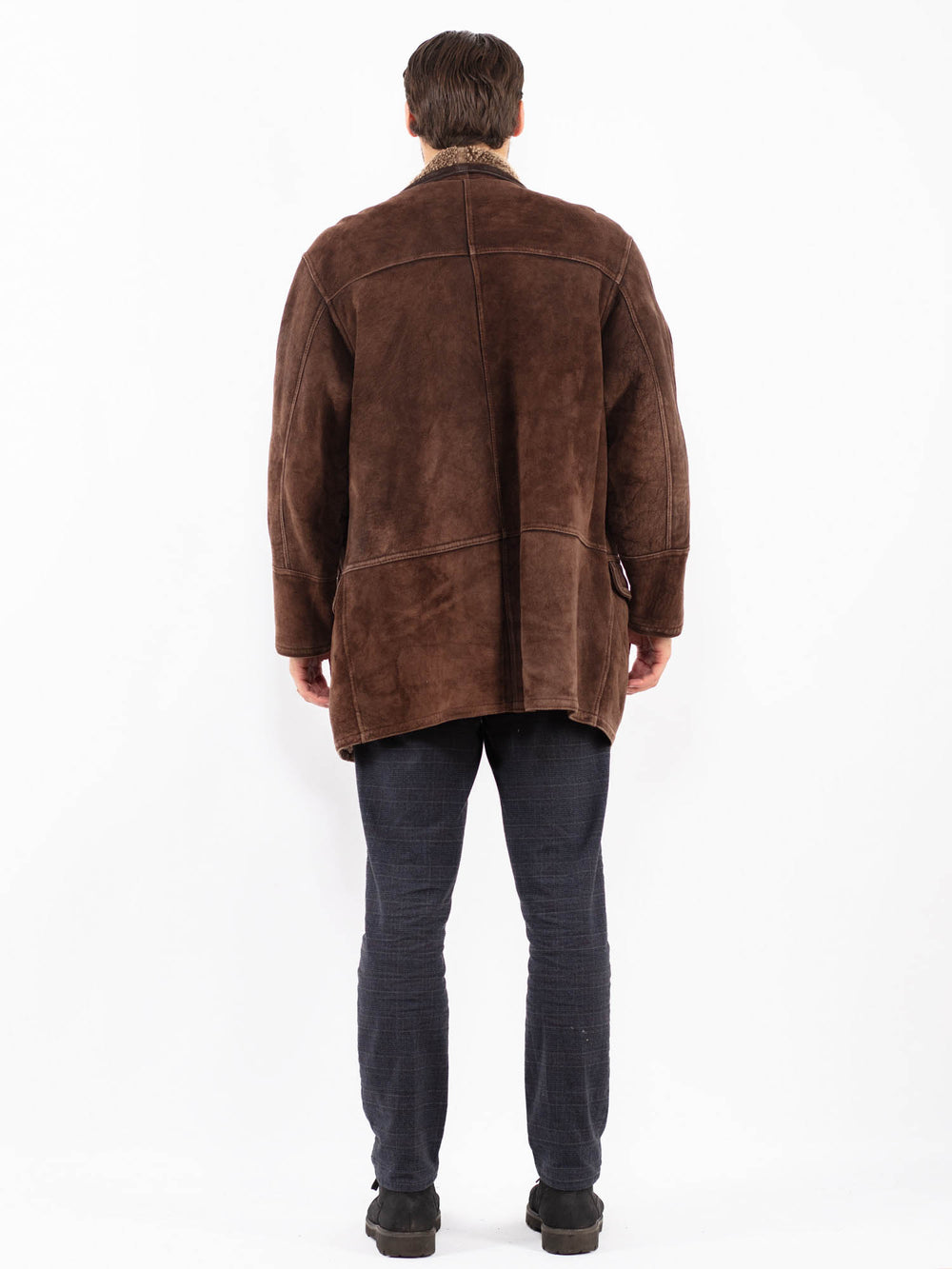 Vintage 90's Men Sheepskin Shearling Coat in BrownZ2406