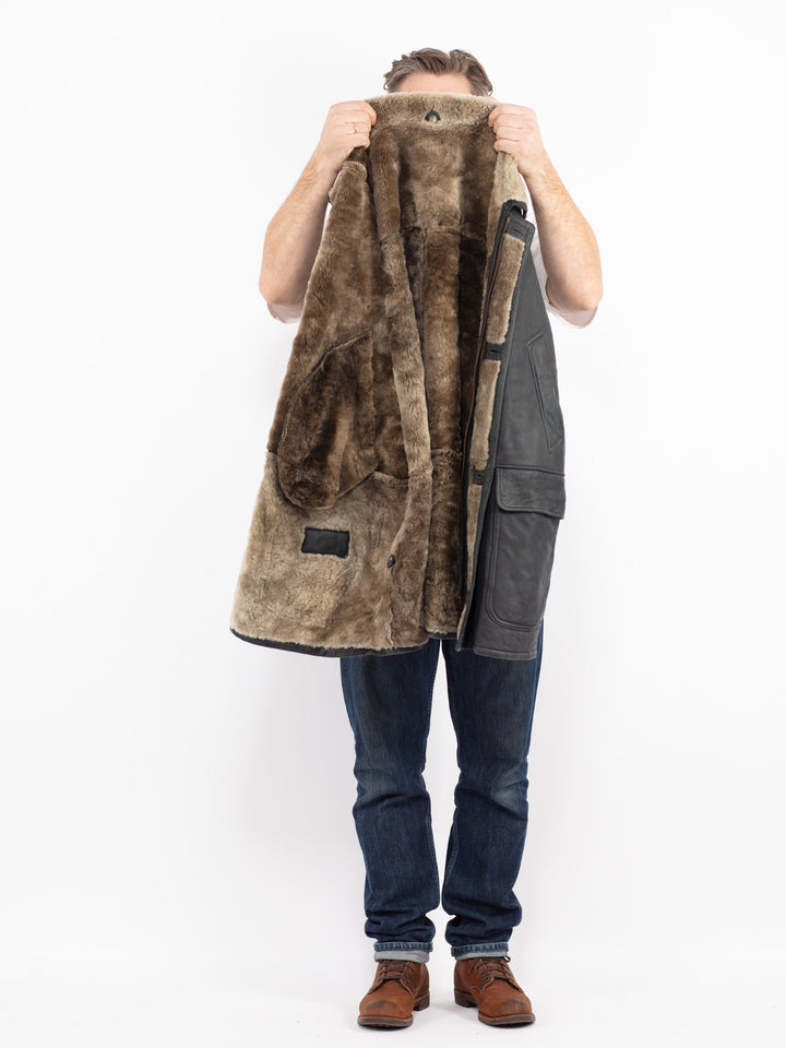 Vintage 90's Men Sheepskin Coat in GrayZ2697