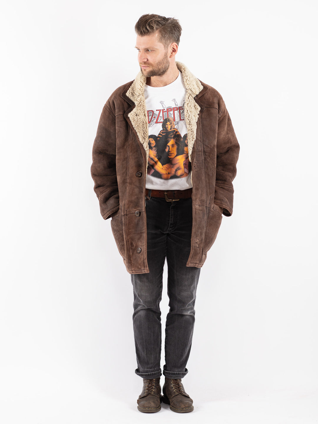 Vintage 90's Men Sheepskin Coat in