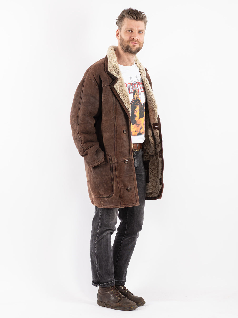 Vintage 90's Men Sheepskin Coat in