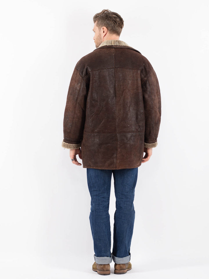Vintage 90's Men Sheepskin Coat in BrownZ1535