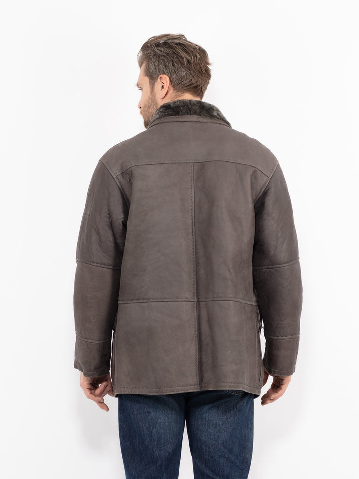 Vintage 90's Men Sheepskin Coat in GrayZ2698