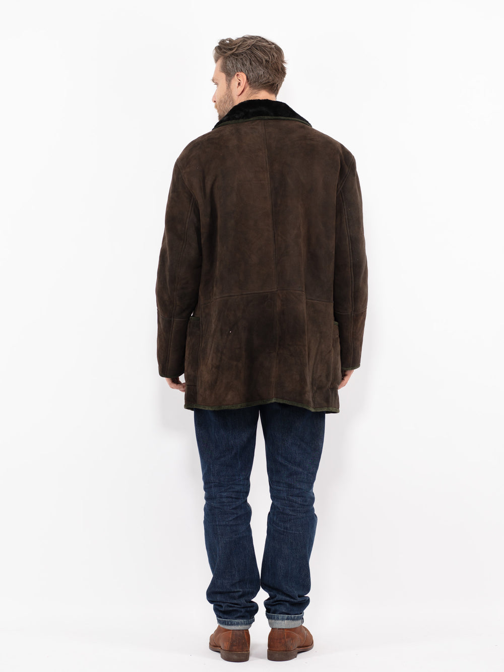 Vintage 90's Men Sheepskin Coat in BrownZ2699