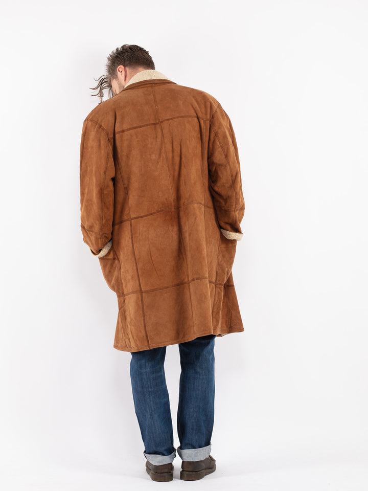 Vintage Men Sheepskin Coat in Brown