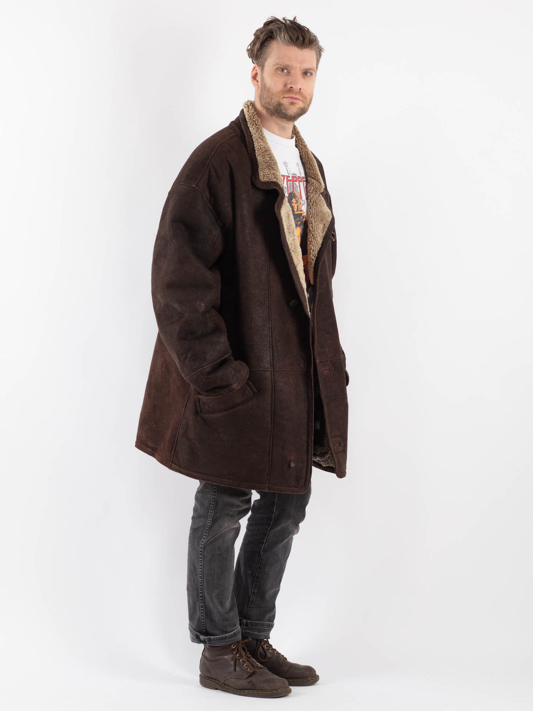 Vintage 90's Men Sheepskin in BrownZ644