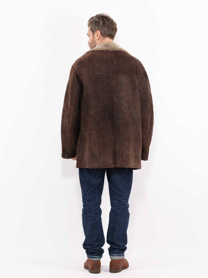 Vintage 90's Men Sheepskin Coat in BrownZ2700