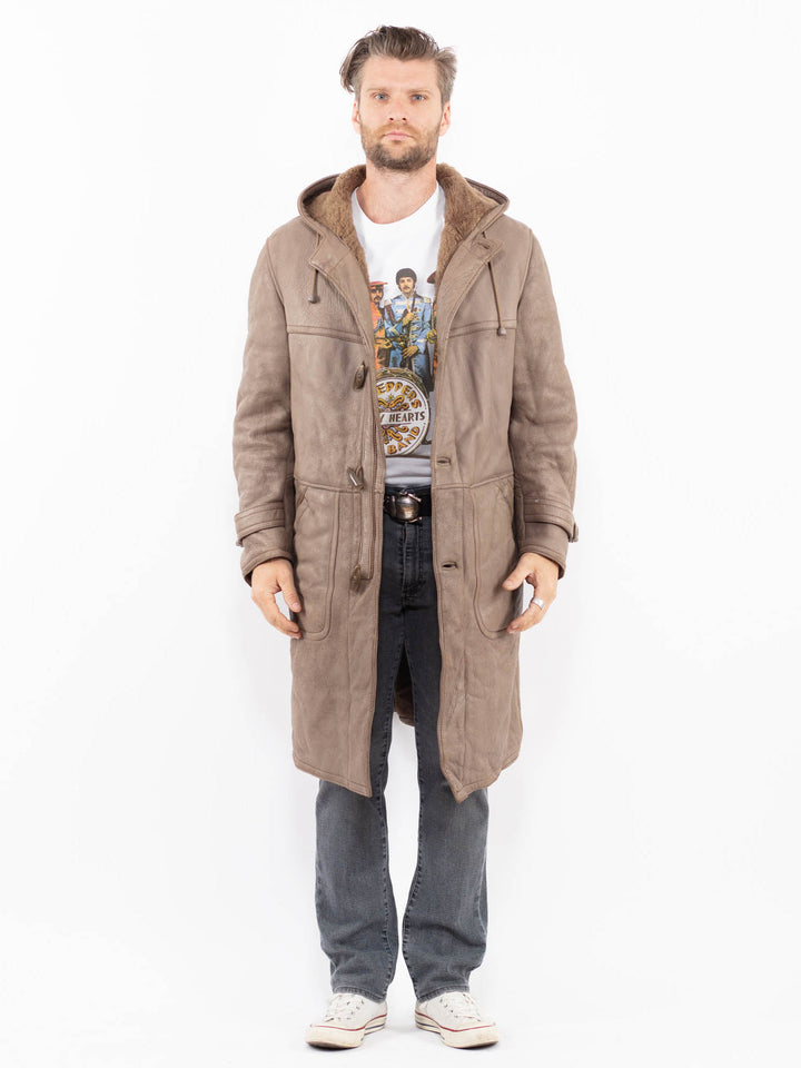 Vintage 90's Men Sheepskin Coat in BeigeZ1972
