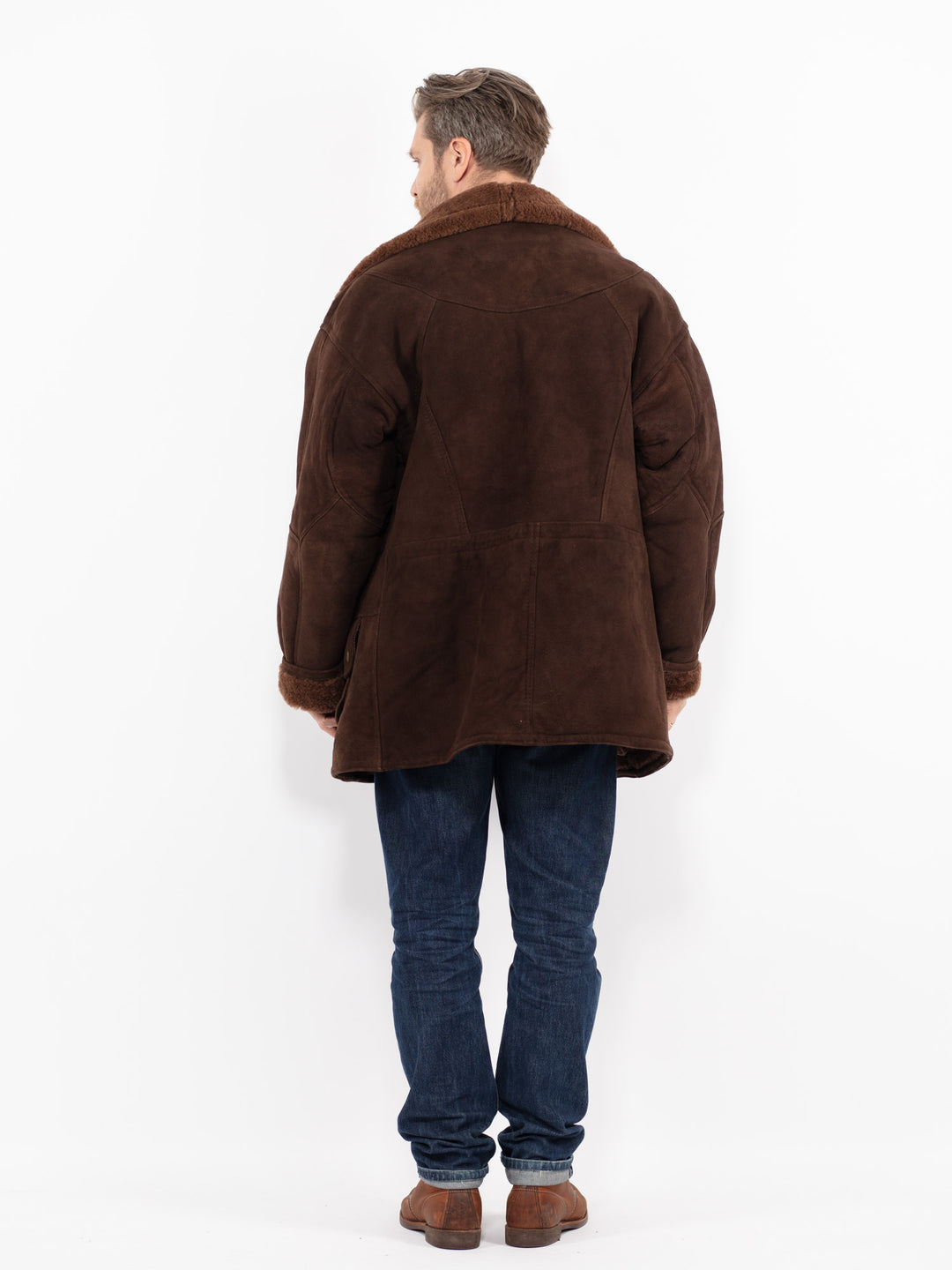 Vintage 90's Men Sheepskin Coat in BrownZ2703