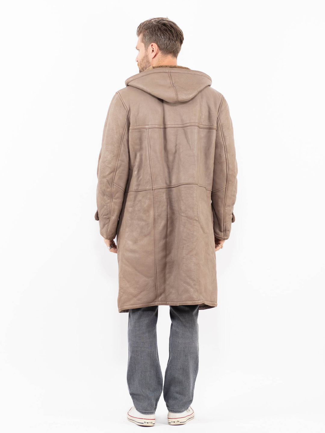 Vintage 90's Men Sheepskin Coat in BeigeZ1972