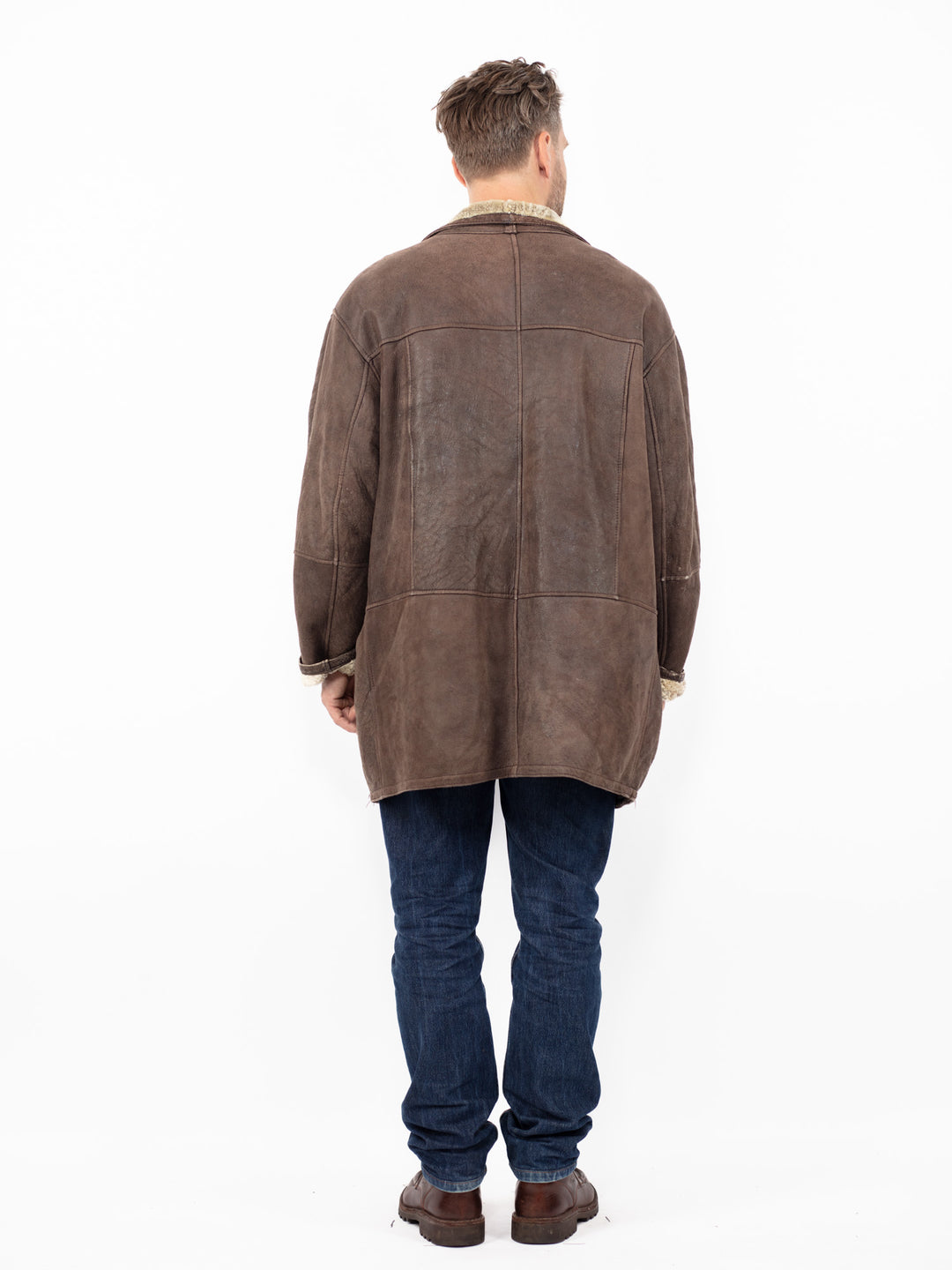 Vintage 90's Men Sheepskin Coat in BrownZ2574