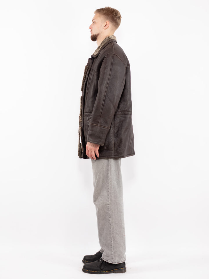 Vintage 90's Men Sheepskin Coat in BrownZ2507