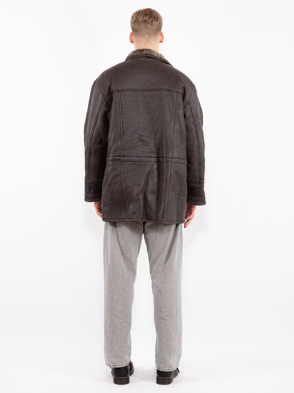 Vintage 90's Men Sheepskin Coat in BrownZ2507