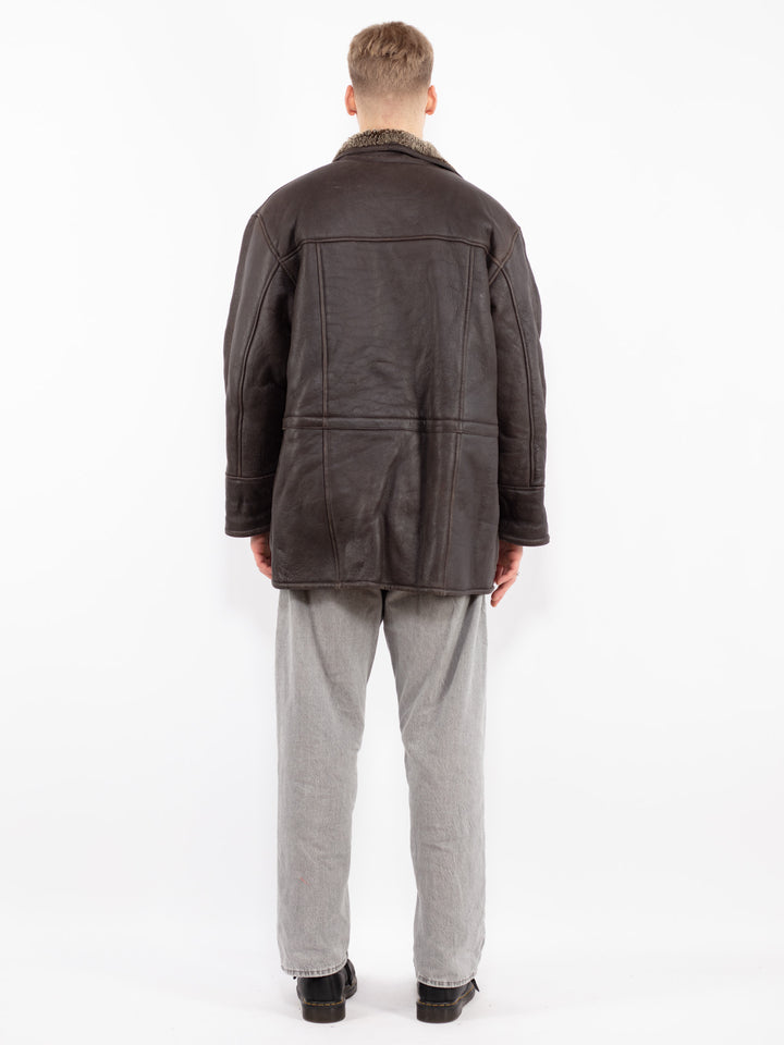 Vintage 90's Men Sheepskin Coat in BrownZ2507