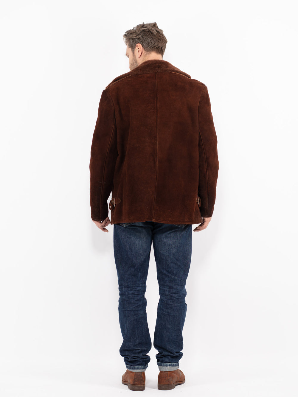 Vintage 90's Men Sheepskin Coat in Brown