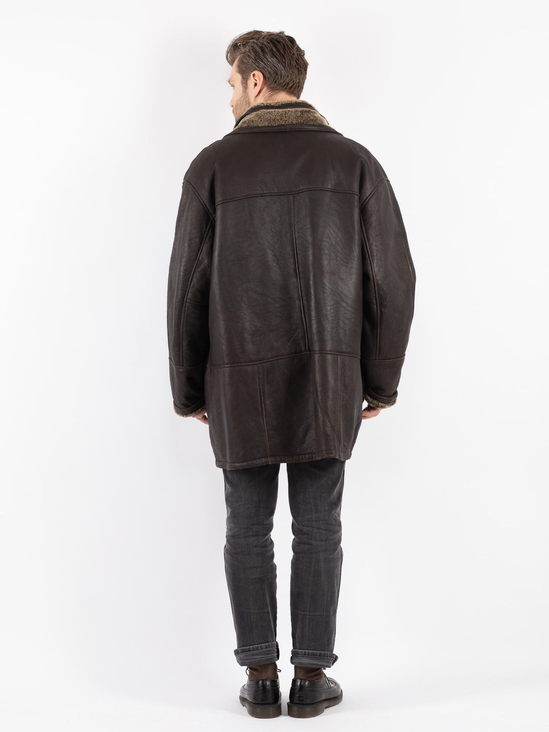 Vintage 90's Men Sheepskin Coat in Brown - NorthernGrip