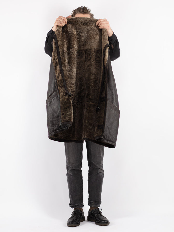 Vintage 90's Men Sheepskin Coat in Brown - NorthernGrip
