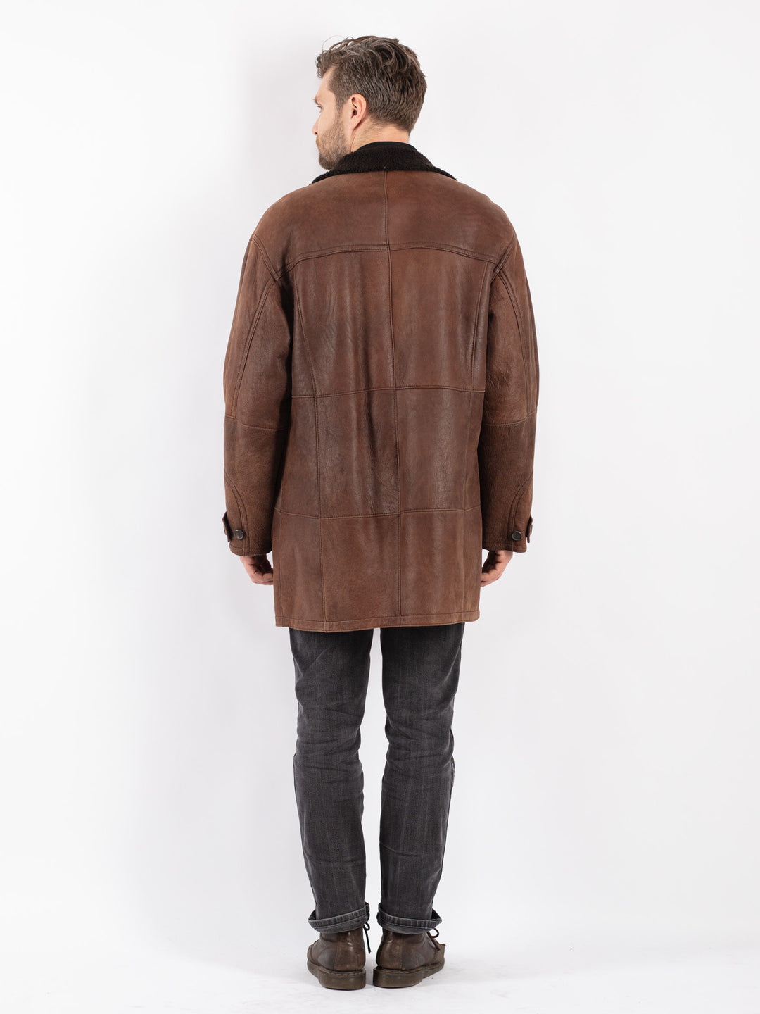 Vintage 90's Men Sheepskin Coat in Brown