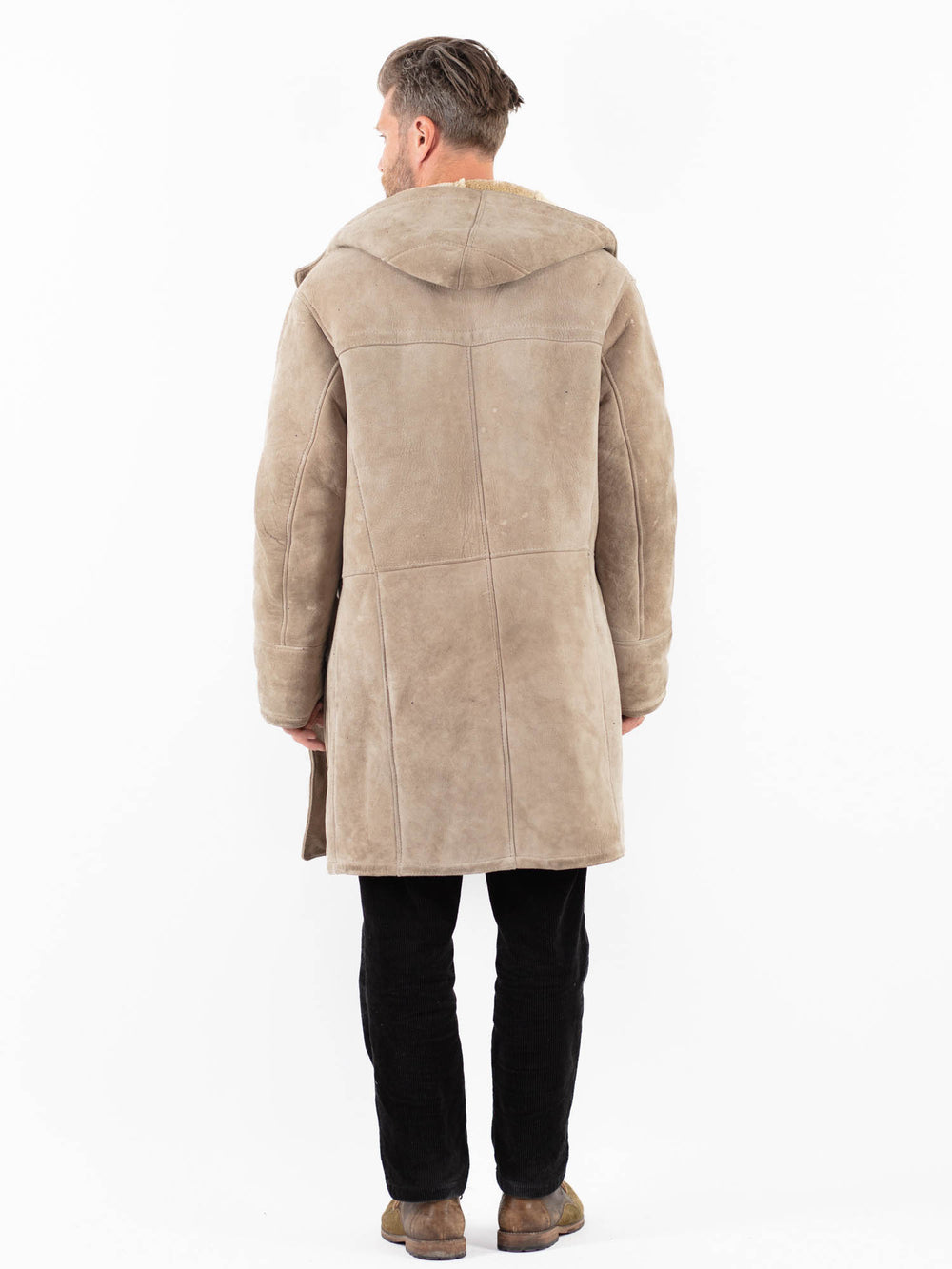 Vintage 80's Men Sheepskin Coat in BeigeZ1883