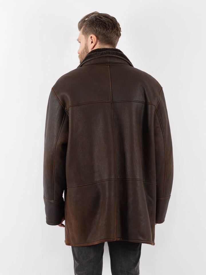 Vintage 90's Men Sheepskin Coat in BrownZ1010