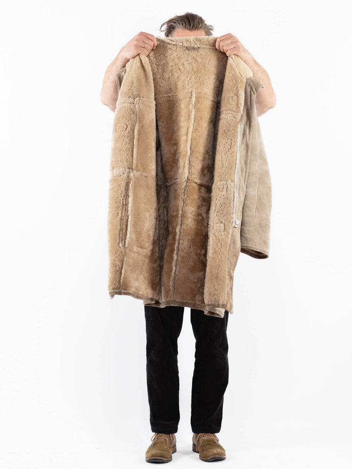 Vintage 80's Men Sheepskin Coat in BeigeZ1883