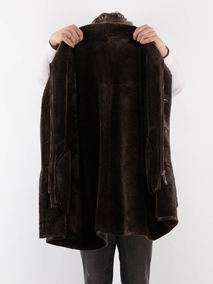 Vintage 90's Men Sheepskin Coat in BrownZ1010