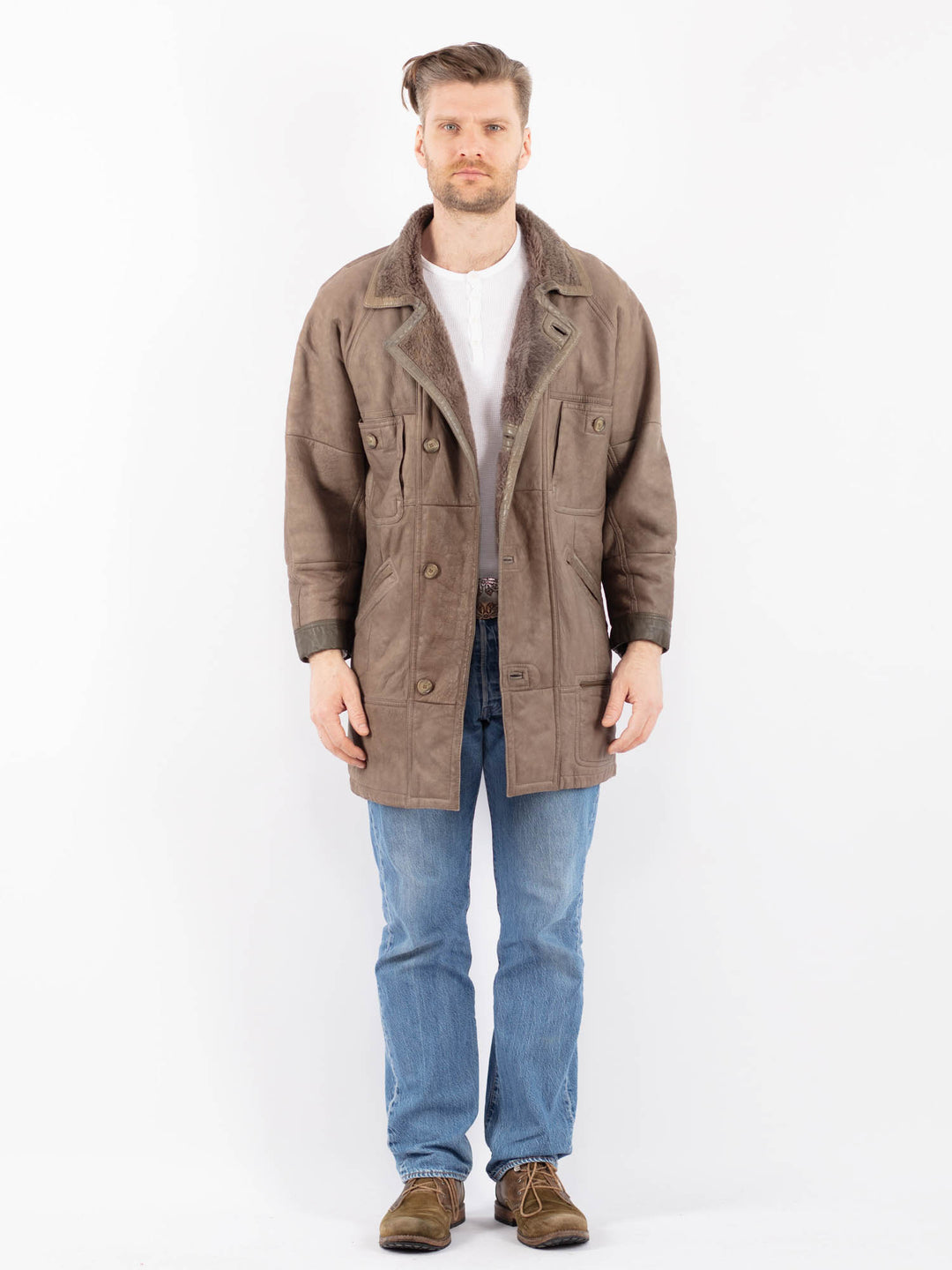 Vintage 90's Men Sheepskin in GrayZ1435