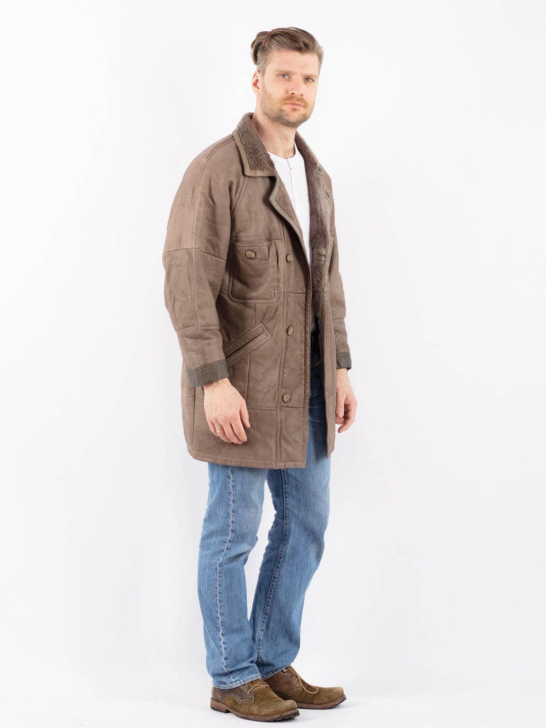 Vintage 90's Men Sheepskin in GrayZ1435