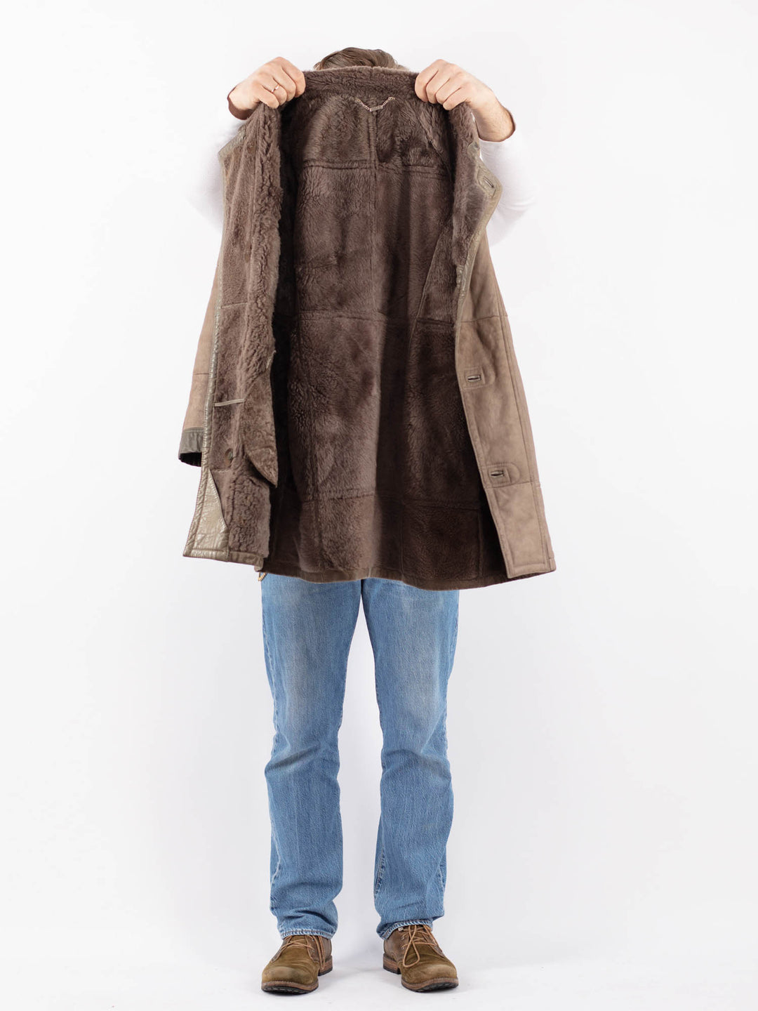 Vintage 90's Men Sheepskin in GrayZ1435
