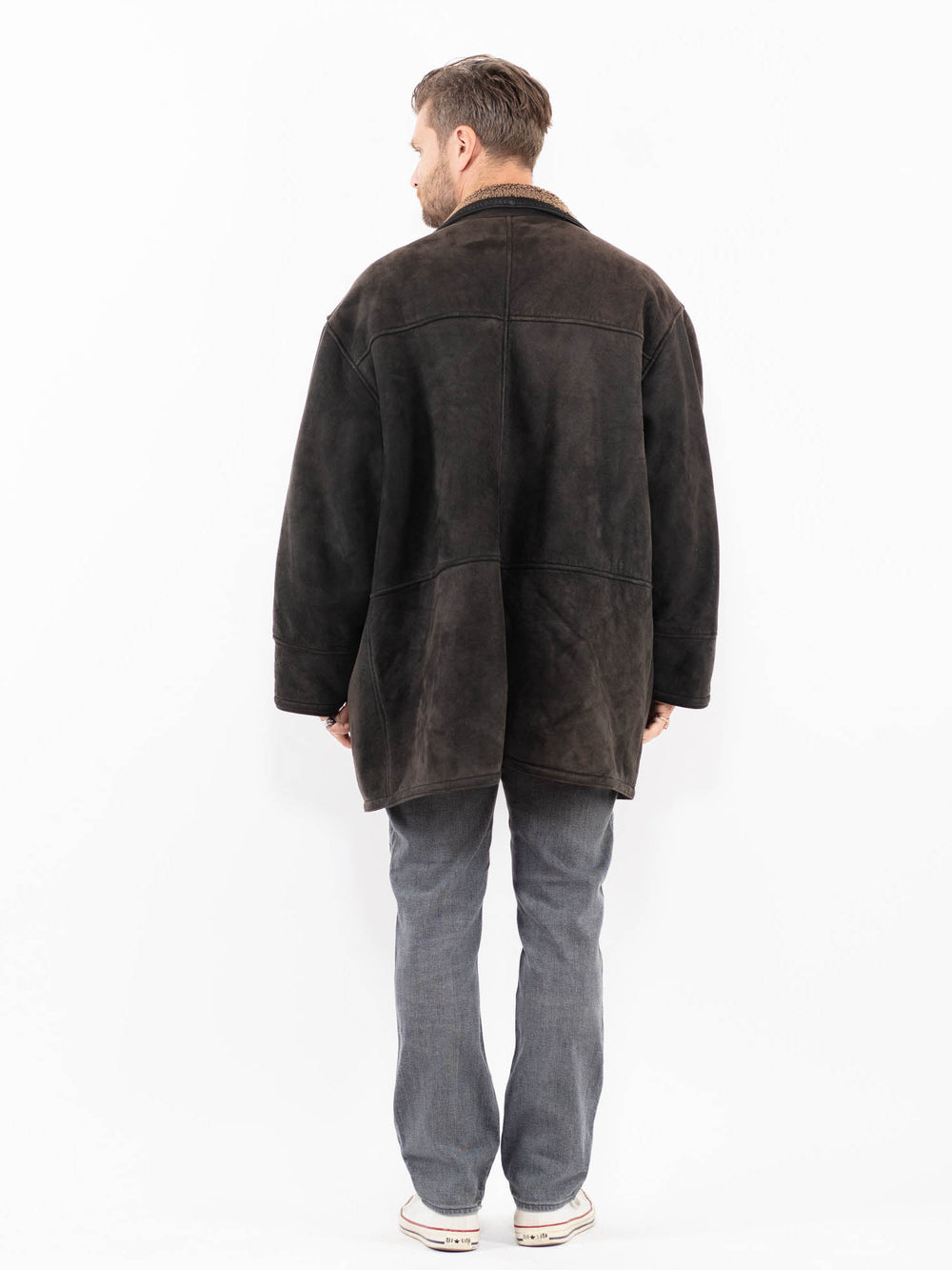Vintage 90's Men Sheepskin Coat in BlackZ1983