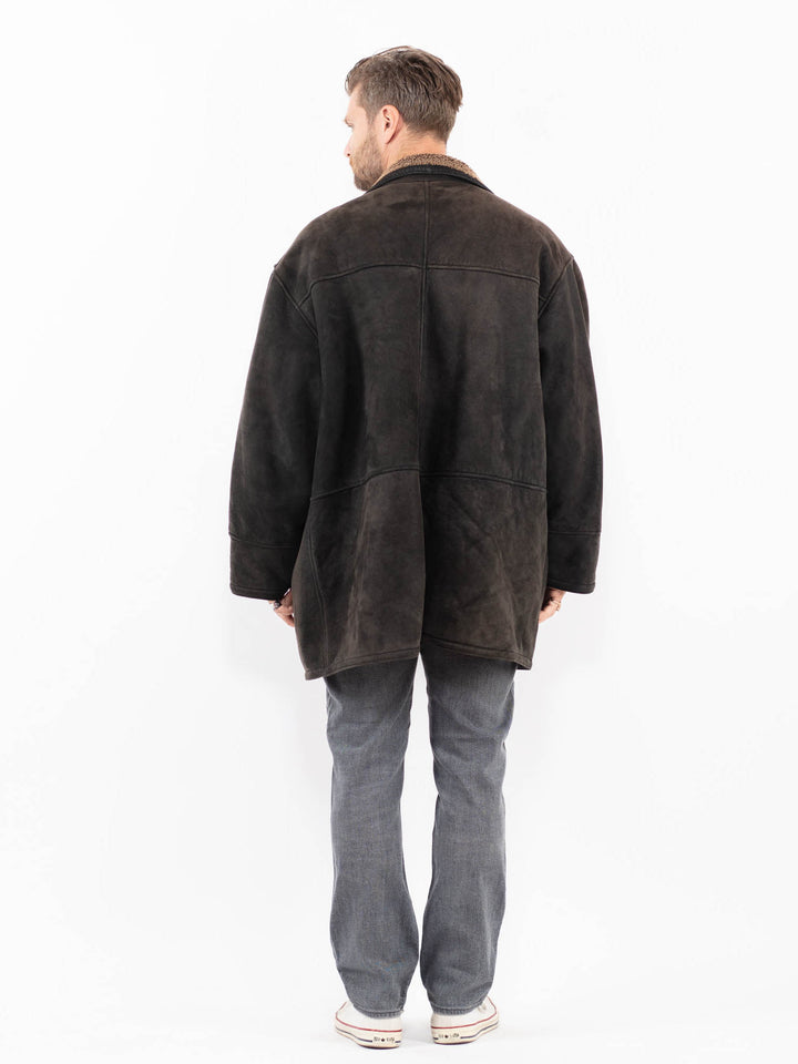 Vintage 90's Men Sheepskin Coat in BlackZ1983