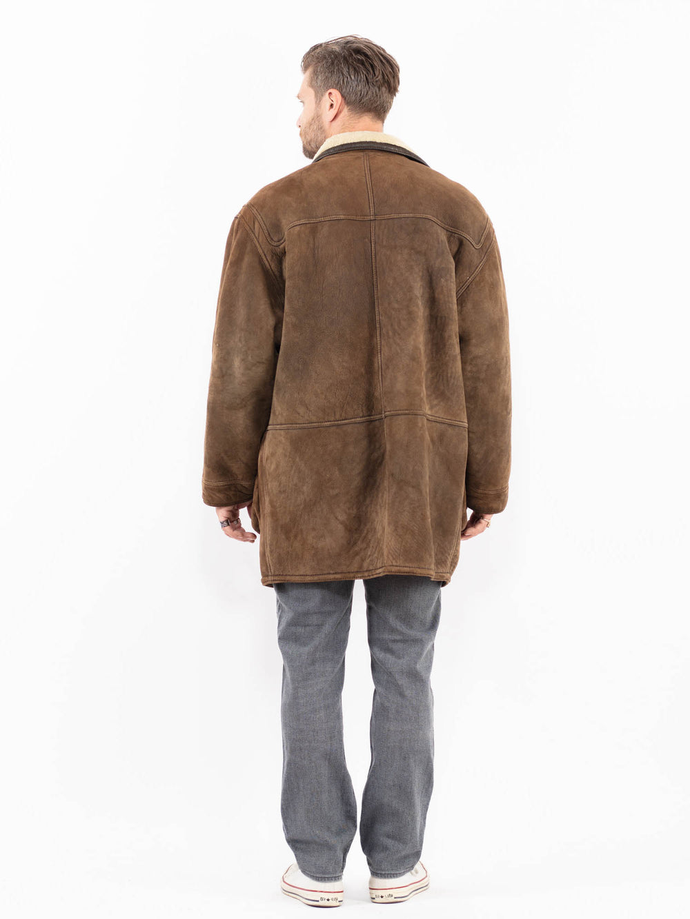 Vintage 90's Men Sheepskin Coat in BrownZ1984