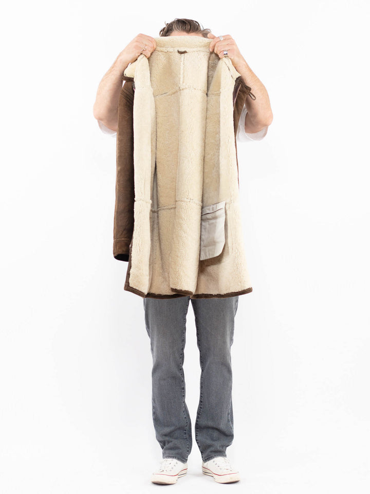 Vintage 90's Men Sheepskin Coat in BrownZ1984