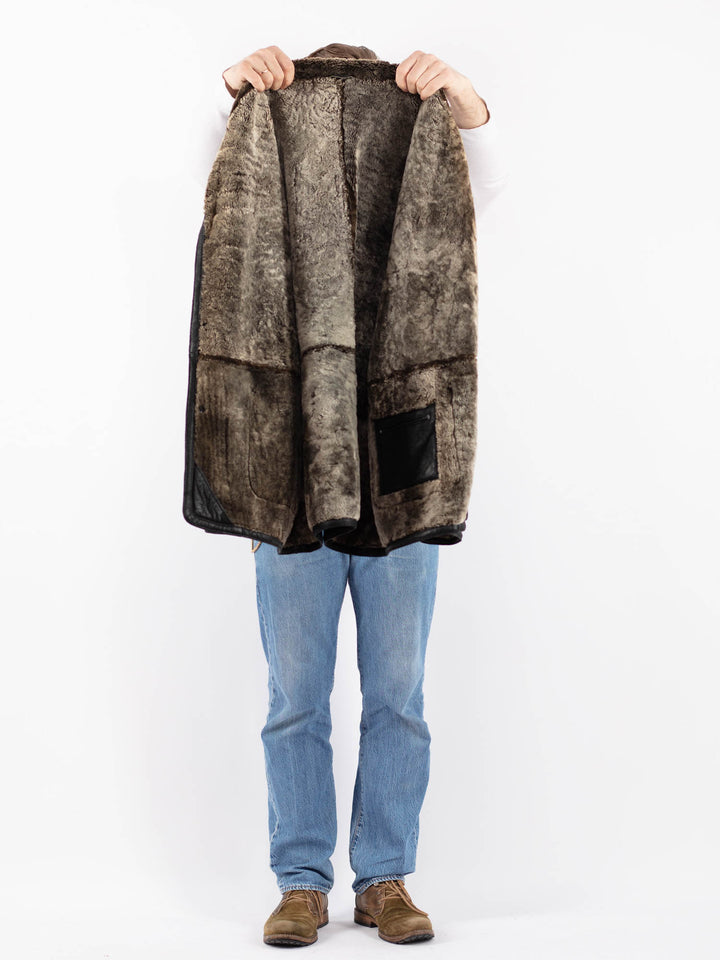 Vintage 90's Men Sheepskin Coat in BlackZ1436