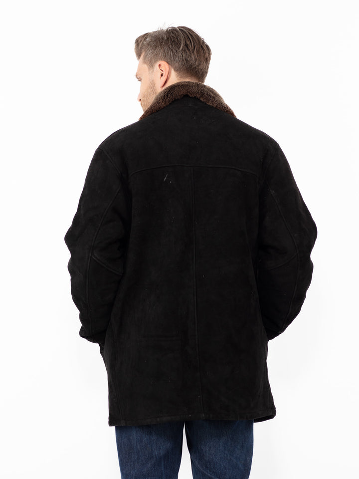 Vintage 90's Men Sheepskin Coat in BlackZ2580