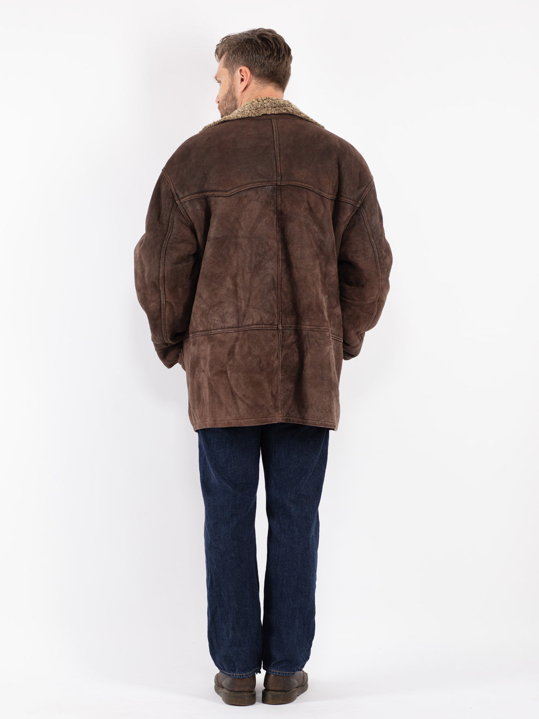 Vintage 90's Men Sheepskin Coat in Brown