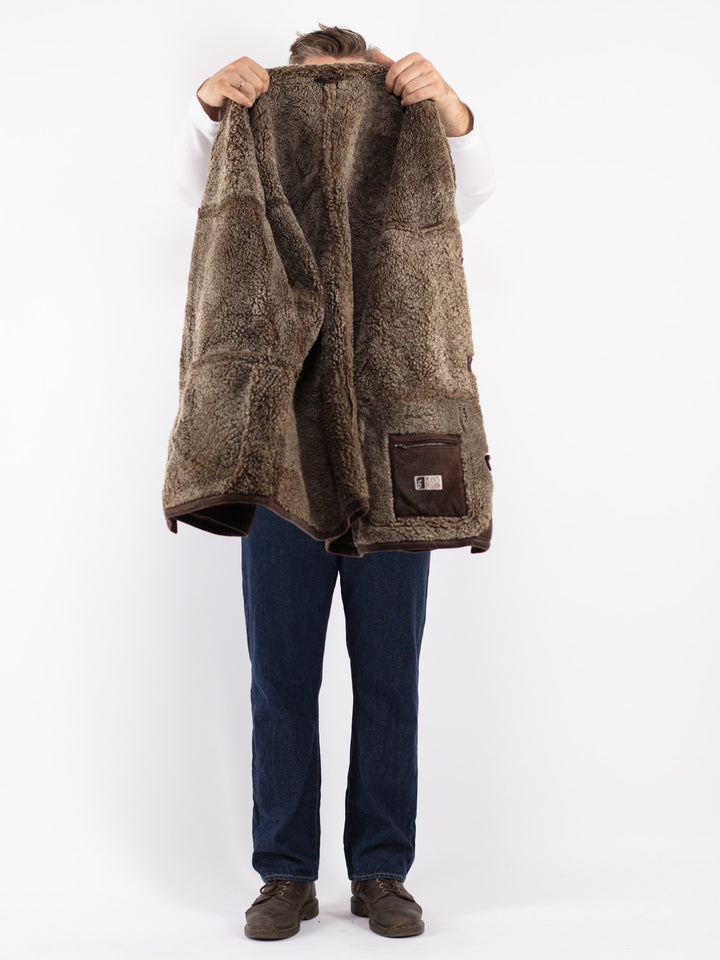Vintage 90's Men Sheepskin Coat in Brown