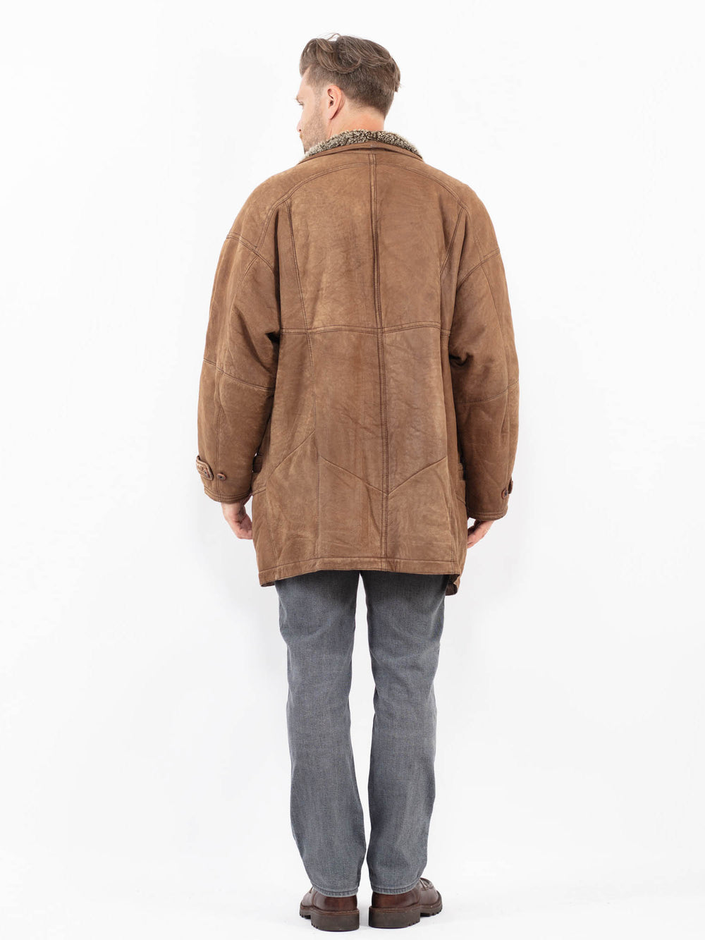 Vintage 90's Men Sheepskin Coat in BrownZ2114