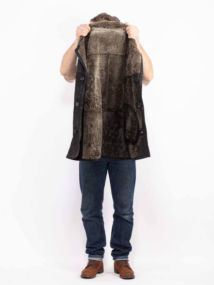 Vintage 90's Men Sheepskin Coat in BlackZ2723