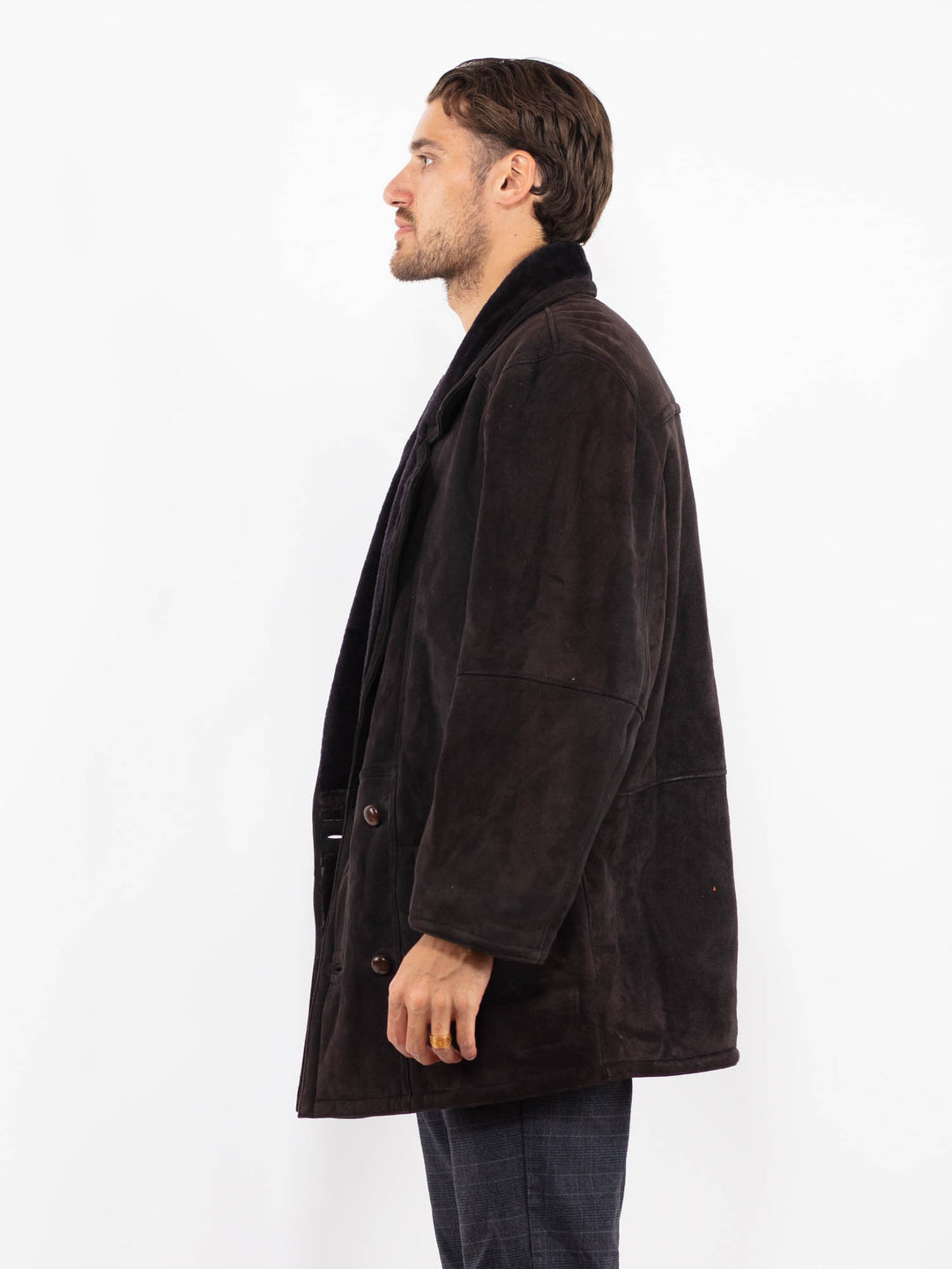 Vintage 90's Men Sheepskin Coat in BrownZ2235