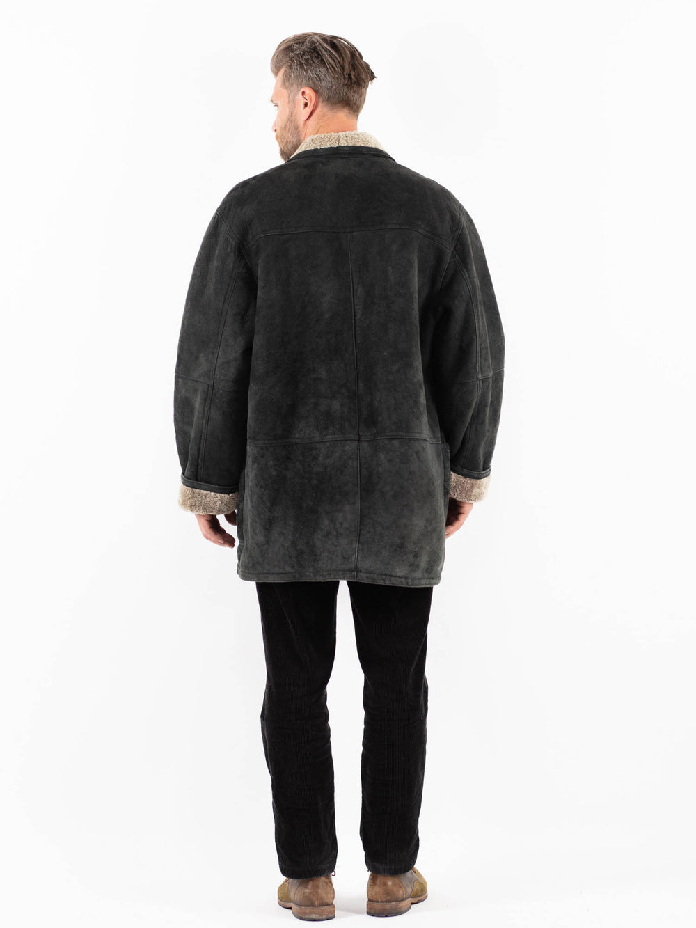Vintage 90's Men Sheepskin Coat in BlackZ1896